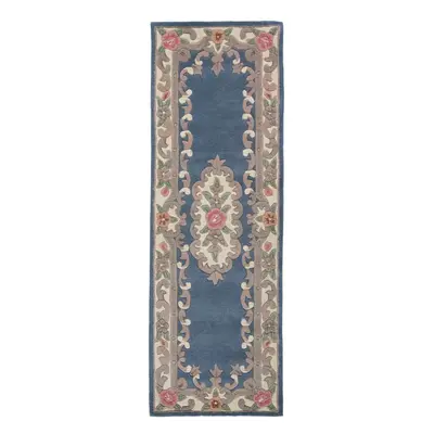 Modrý vlněný koberec Flair Rugs Aubusson, 67 x 210 cm