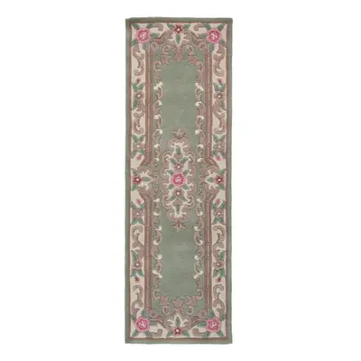 Zelený vlněný běhoun Flair Rugs Aubusson, 67 x 210 cm