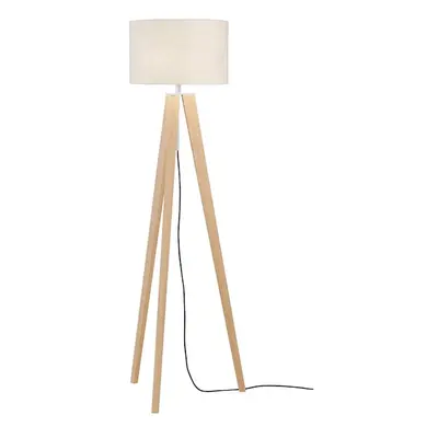 Stojací lampa v béžové a přírodní barvě s textilním stínidlem (výška 140 cm) Shine-wood – Fische