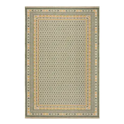 Zelený koberec s příměsí juty 120x170 cm Mara Jute Border – Flair Rugs