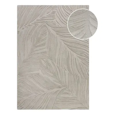 Šedý vlněný koberec Flair Rugs Lino Leaf, 120 x 170 cm