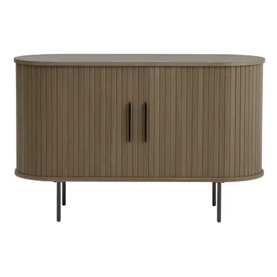 Hnědá komoda v dekoru dubu s posuvnými dveřmi 120x76x45 cm Nola – Unique Furniture