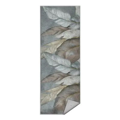 Zeleno-šedý pratelný běhoun 80x200 cm Dusty Leaves – Mila Home