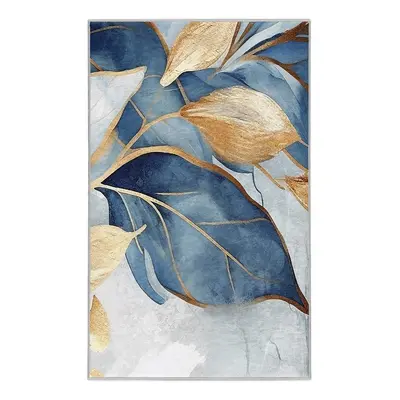 Pratelný koberec v modré a zlaté barvě 160x230 cm Golden Leaves – Mila Home