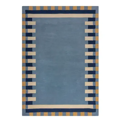 Modrý ručně tkaný vlněný koberec 160x230 cm Kai Wool Border – Flair Rugs