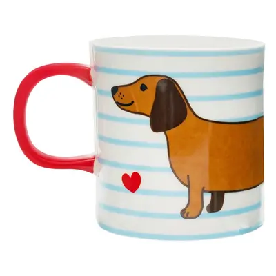 Modro-hnědý porcelánový hrnek 300 ml Sausage Dog – Sass & Belle