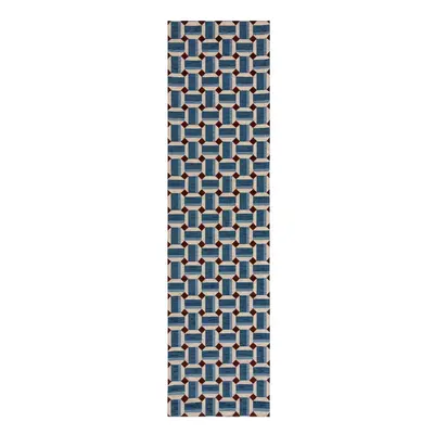 Modrý běhoun 60x230 cm Lennox Geometric – Flair Rugs