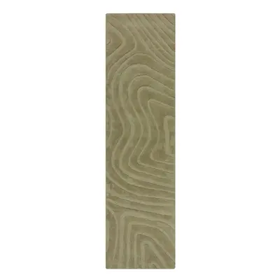 Khaki ručně tkaný vlněný běhoun 60x230 cm Mesmerise Sage – Flair Rugs