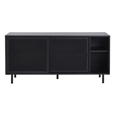 Černá kovová komoda s posuvnými dveřmi 160x75x46 cm Veep – Unique Furniture