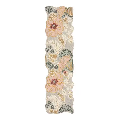 Světle růžový ručně tkaný vlněný běhoun 60x230 cm Daphne Shaped Floral – Flair Rugs