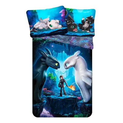 Modré bavlněné dětské povlečení na jednolůžko 140x200 cm How To Train Your Dragon – Jerry Fabric