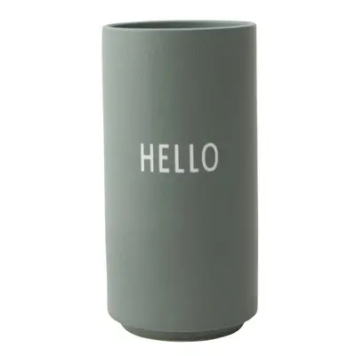 Zelená porcelánová váza Design Letters Hello, výška 11 cm