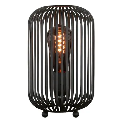 Černá stolní lampa s kovovým stínidlem (výška 25 cm) Cage – Fischer & Honsel