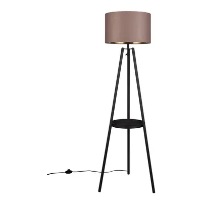 Černá stojací lampa s poličkou (výška 152 cm) Colette – Trio