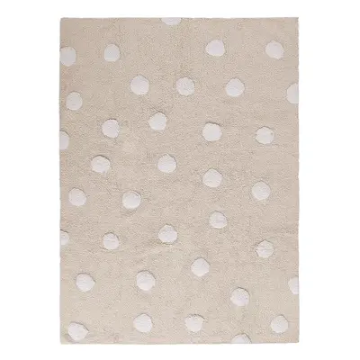 Béžový pratelný ručně tkaný bavlněný dětský koberec 120x160 cm Polka Dots Beige – Lorena Canals