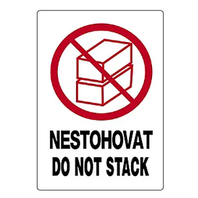 Výstražné etikety 74x105mm, NESTOHOVAT / DO NOT STACK