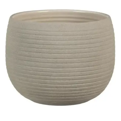 Keramický květináč Stripes stone taupe 18 cm