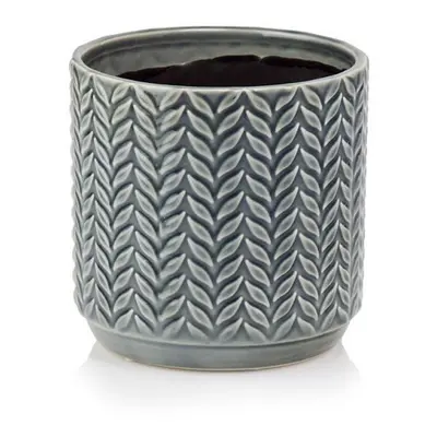 Dekorační květináč Leaf dark grey 13&nbsp;cm