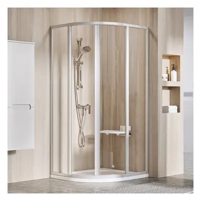 Ravak Supernova SKCP4-80 195 satin+transparent, čtvrtkruhový sprchový kout 80 x 80 cm - rám STŘÍ