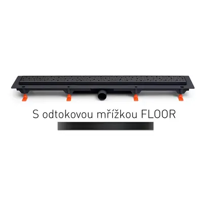 Chuděj Lineární plastový žlab MCH černý 850 mm,boční D40,klasik/floor černá (hladký rošt nebo vl