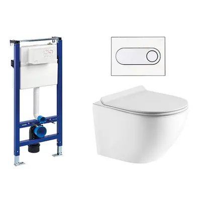 Liv-Fluidmaster Wc set Ring Gips podmítková nádrž do sádrokartonu, mísa, sedátko a bílé/chrom tl