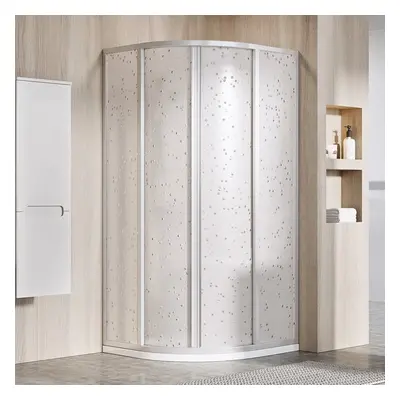 Ravak Supernova SKCP4-80 195 satin+pearl, čtvrtkruhový sprchový kout 80 x 80 cm - rám STŘÍBRNÝ S