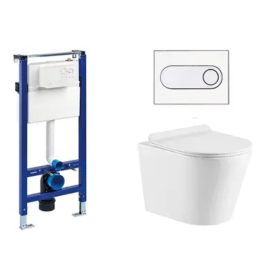 Liv-Fluidmaster Wc set Ring II Gips podmítková nádrž do sádrokartonu, mísa, sedátko a bílé/chrom