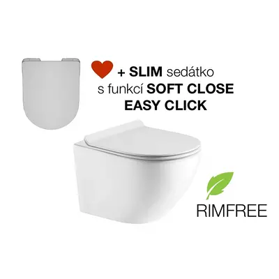 Eco produkty Ring Rimless - závěsné wc bez splachovacího okruhu - včetně slim soft close sedátka