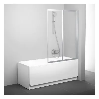 Ravak VS2 105 - SATIN TRANSPARENT, vanová skládací dvoudílná zástěna 105 cm, rám matný hliník, s