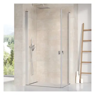 Ravak CHROME CRV1 - 90 satin+Transparent, otevírací sprchové dveře 90 cm - pro vytvoření rohovéh