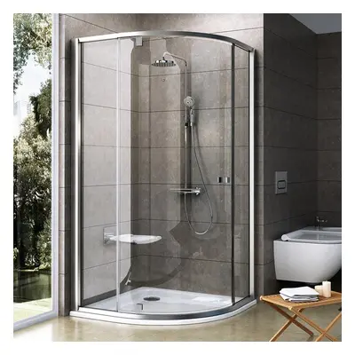 Ravak Pivot PSKK3 - 80 SATIN TRANSPARENT čtvrtkruhový sprchový kout 80 x 80 cm, matný rám, čiré 