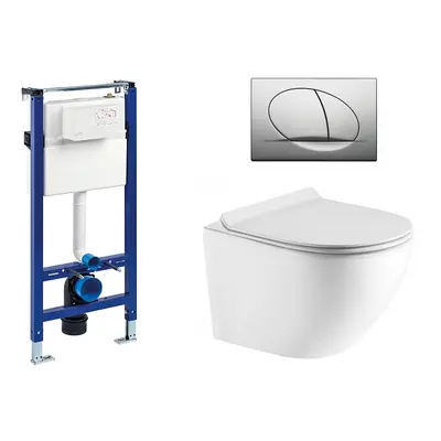 Liv-Fluidmaster Wc set Ring Gips podmítková nádrž do sádrokartonu, mísa, sedátko a lesk. chrom t