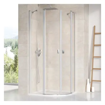 Ravak CHROME CSKK4 - 80 satin+Transparent, čtvrtkruhový sprchový kout 80 x 80 cm, profily matný 