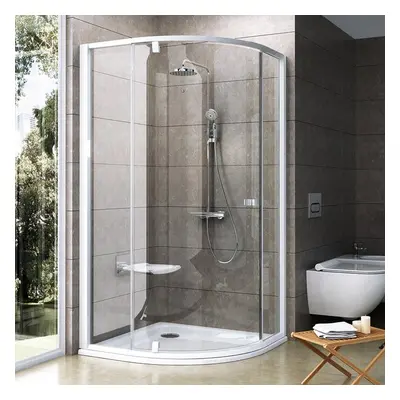 Ravak Pivot PSKK3 - 90 BÍLÁ/BÍLÁ TRANSPARENT čtvrtkruhový sprchový kout 90 x 90 cm, bílý rám, bí