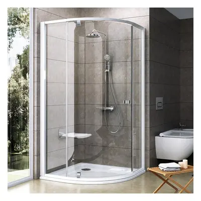 Ravak Pivot PSKK3 - 80 BÍLÁ TRANSPARENT čtvrtkruhový sprchový kout 80 x 80 cm, bílý rám, čiré sk