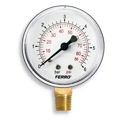 Ferro Manometr 63mm 1/4" Radiál 0-6 bar (spodní závit)