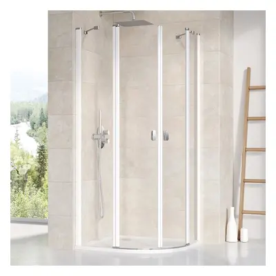 Ravak CHROME CSKK4 - 90 white+Transparent, čtvrtkruhový sprchový kout 90 x 90 cm, bílé profily, 