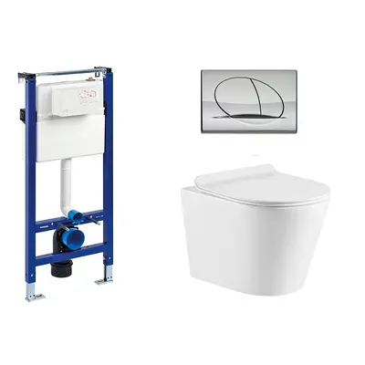 Liv-Fluidmaster Wc set Ring II Gips podmítková nádrž do sádrokartonu, mísa, sedátko a lesklý chr