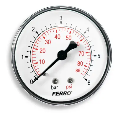 Ferro Manometr 63mm 1/4" Axiál 0-6 bar (zadní závit)