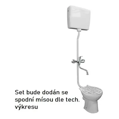 Eco produkty Úklidový komplet s výlevkou (wc mísa spodní s mřížkou), nádržkou a baterií - spodní