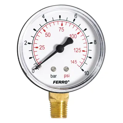 Ferro Manometr 63mm 1/4" Radiál 0-10 bar (spodní závit)