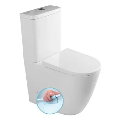 Sapho TURKU WC kombi, zvýšený sedák, Rimless, spodní/zadní odpad, bílá