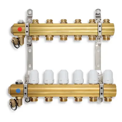 Novaservis Rozdělovač s regulačními, termost. a mech. ventily 6 okruhů (RZ06S)