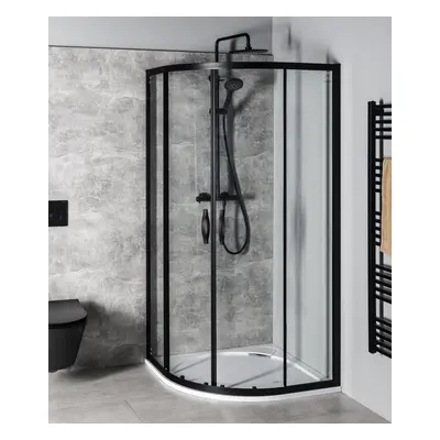 Gelco SIGMA SIMPLY BLACK čtvrtkruhová sprchová zástěna 900x900 mm, R550, čiré sklo