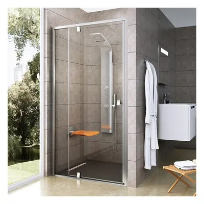 Ravak PIVOT PDOP2 - 120 SATIN/TRANSPARENT sprchové otočné dveře 120 cm, matný stříbrný rám, čiré