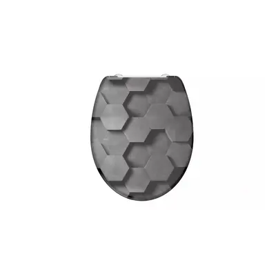 Schütte WC sedátko Grey Hexagons, duroplast, soft close (SCHÜTTE GREY HEXAGONS)