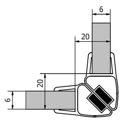 Polysan Sada dvou těsnění (magnet) na 6mm sklo, 2000mm, varianta roh (Vitra Line)