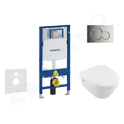 Geberit 111.300.00.5 NB2 - Modul pro závěsné WC s tlačítkem Sigma01, lesklý chrom + Villeroy Boc