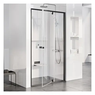 Ravak PIVOT PDOP2 - 120 BLACK/TRANSPARENT sprchové otočné dveře 120 cm, černý rám, čiré sklo