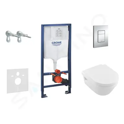 Grohe 38528SET-KB - Set předstěnové instalace, klozetu a sedátka Villeroy & Boch, tlačítka Skate